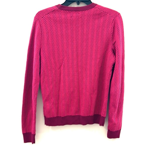 Tommy Hilfiger Women’s SIZE M Button up 100% Pima Cotton Cardigan Pink & Plum - Picture 3 of 13